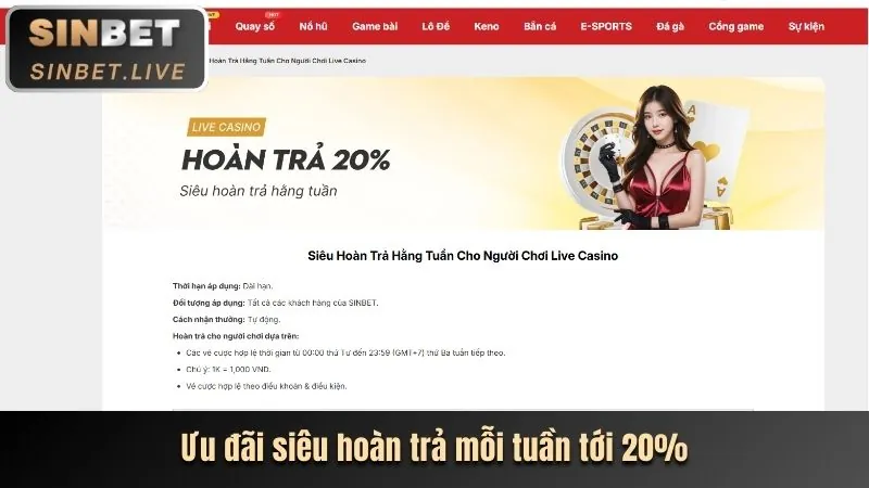 Hoàn trả hàng tuần tại 777king99 Win